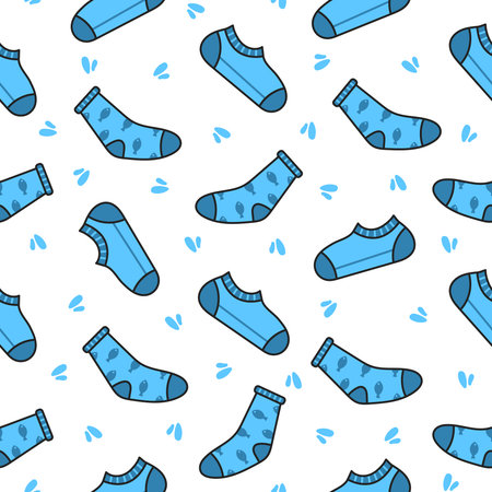 Variety socks different textures. Seamless pattern. Fashion trendy clothes. Hand drawn style. Vector drawing. Design ornaments.のイラスト素材