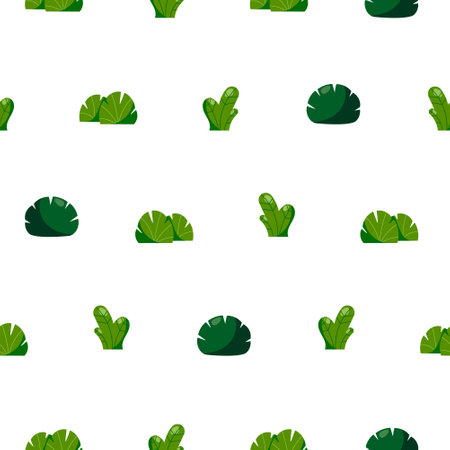 Growing grass and plants. Seamless pattern. Cultivated lawn and meadow. Vector drawing. Design ornaments.のイラスト素材