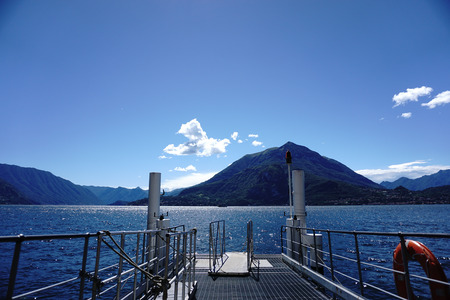Sunny day in lake Como Milan Italyの写真素材