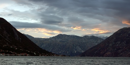 Stitched Panorama of Kotor Bay, Montenegroの写真素材