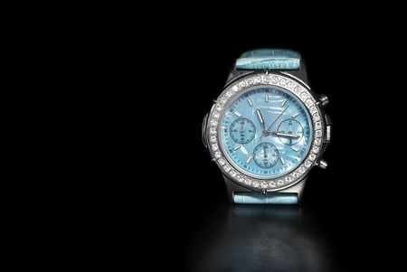 Blue wristwatchの写真素材