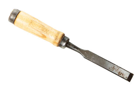 Used chisel isolated on white background. Stock photo