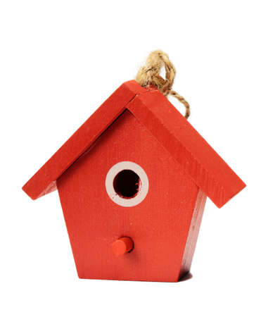 One painted birdhouse on white background