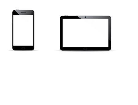 Modern digital tablet PC with mobile smartphone isolated on white  のイラスト素材