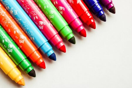Color markers color pens set isolated on white background. Close-up. et for children's creativity.の写真素材