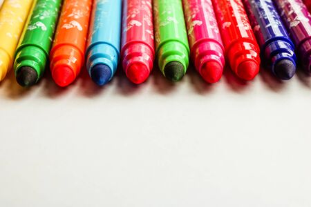 Colorful marker pen set on isolated background with clipping path. Blank space for your design or montage.の写真素材