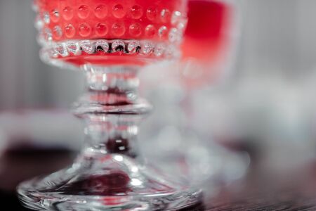 Top concept alcohol, wine glass blurred background, beautiful glass of wine. Alcohol red cocktail....