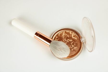 Woman fashion accessories, mock up, make up products, cosmetic brusheの写真素材