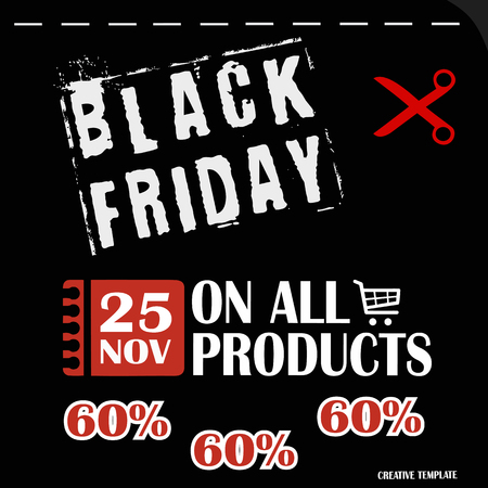 Black Friday, Big Sale, creative template on flat designのイラスト素材