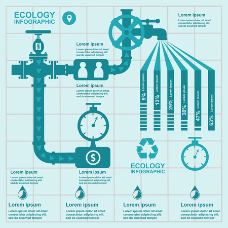 pressure, sensor, isometric, green, eco, business, concept, sign, vector, symbol, template, elements, environmental, recycle, ecology, shower, technology, icon, energy, illustration, chart, drop, retro, bath, design, pipes, blue, factory, background, infoのイラスト素材