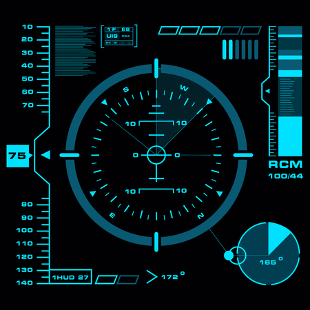 Futuristic blue virtual graphic touch user interfaceのイラスト素材