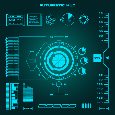 Futuristic blue virtual graphic touch user interfaceのイラスト素材