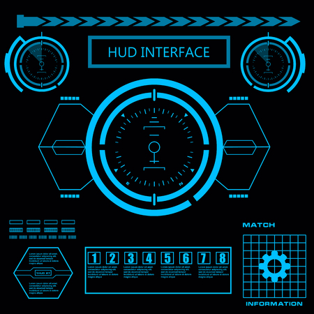 Futuristic blue virtual graphic touch user interfaceのイラスト素材