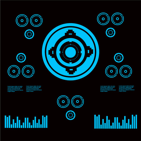 Futuristic blue virtual graphic touch user interfaceのイラスト素材
