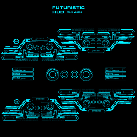 Futuristic blue virtual graphic touch user interfaceのイラスト素材