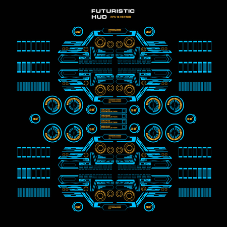 Futuristic blue virtual graphic touch user interfaceのイラスト素材