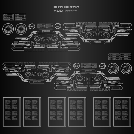 Futuristic black and white HUD, virtual touch user interface in flat designのイラスト素材
