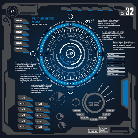 Futuristic blue virtual graphic touch user interfaceのイラスト素材