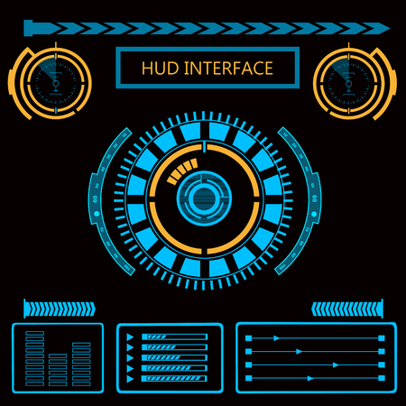 Futuristic blue virtual graphic touch user interfaceのイラスト素材