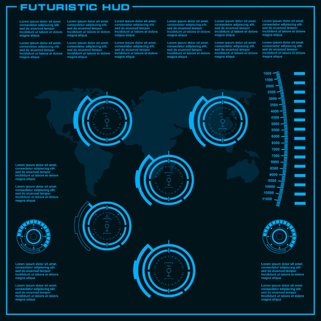 Futuristic blue virtual graphic touch user interfaceのイラスト素材