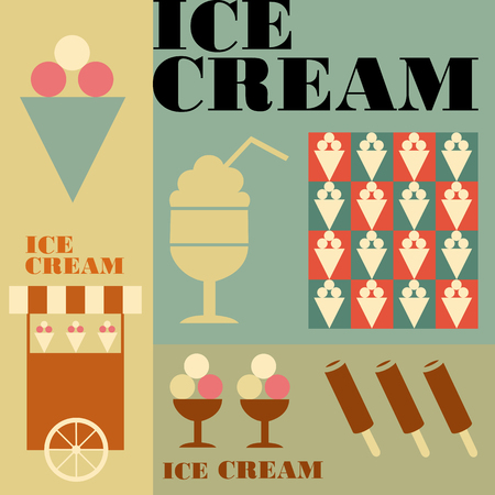 cold, delicious, dessert, brown, yellow, vector, symbol, cup, template, vanilla, cone, summer, chocolate, old, ice, icon, illustration, retro, cool, creamy, design, cream, set, sundae, menu, vintage, background, fresh, grunge, turquoise, waffle, frozen, fのイラスト素材
