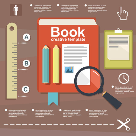 opening, experience, read, business, study, concept, vector, success, symbol, template, elements, graphic, notebook, discovery, idea, teaching, flat, learn, creative, icon, illustration, stationery, ruler, research, training, web, design, cut, science, stのイラスト素材