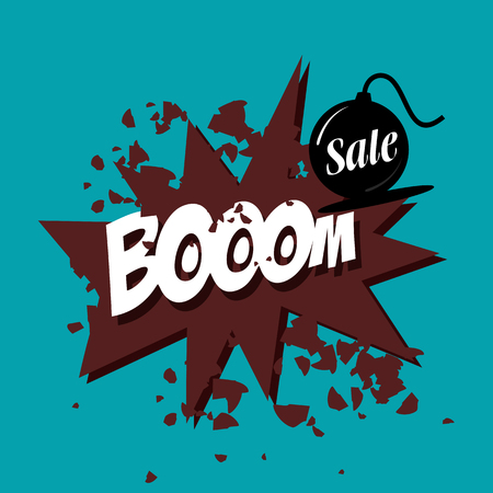 Illustration of a bomb with a burning cord, super discountsのイラスト素材