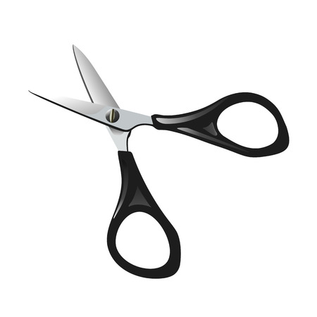Illustration realistic black scissors on white backgroundのイラスト素材