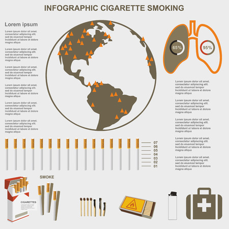 Infographic cigarette smoking, flat design, vector, templateのイラスト素材