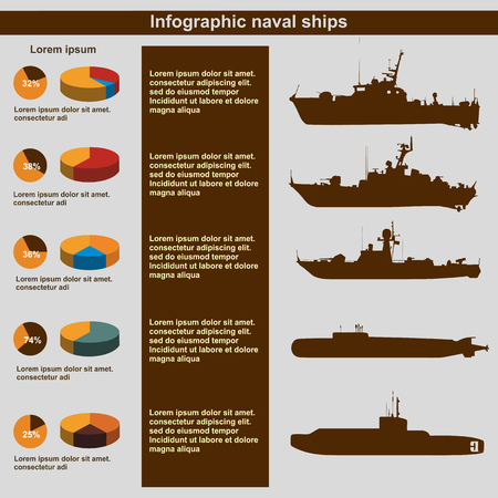 Infographics naval ships, vector, flat design, elementsのイラスト素材