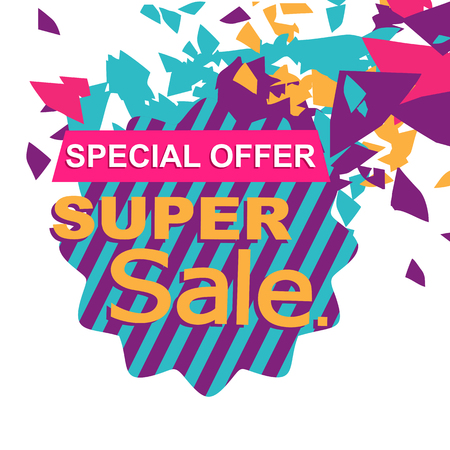 Super sale, paper banner, sale background, big sale,poster saleのイラスト素材