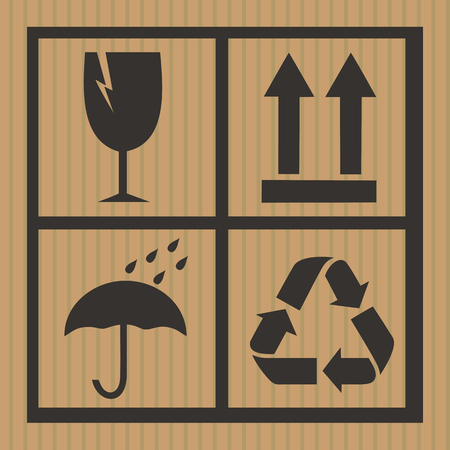 Warning Symbol cardboard box, vector, flat design, elementsのイラスト素材