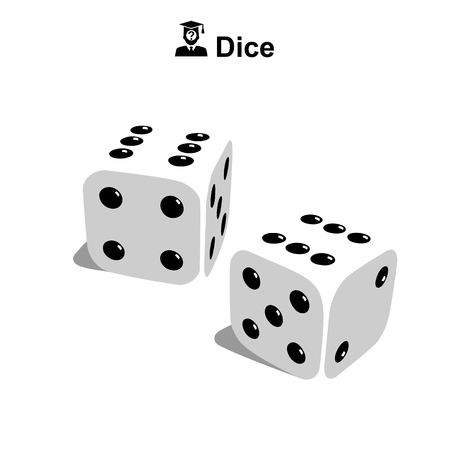White Dice, Casino, vector, flat design, elementsのイラスト素材