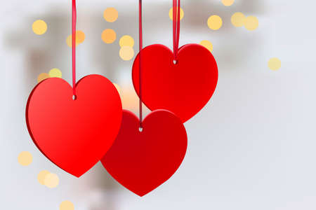 Valentine's day white background with red heartsのイラスト素材