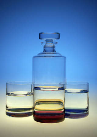 glasses and a bottleの写真素材
