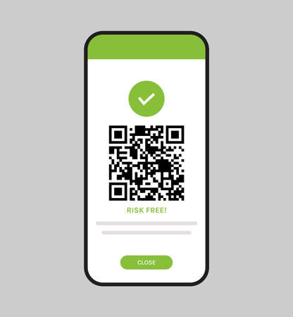 Digital immunity passport and qr code on smartphone flat vector illustration.