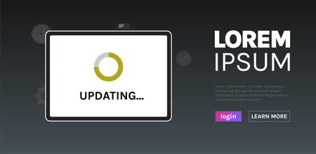 System update process and install new software on tablet computer flat vector illustration.のイラスト素材