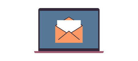 Email and email inbox message mail business communication flat illustration.の写真素材