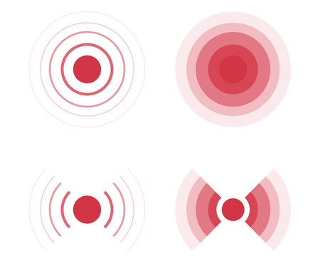 Radar signal and sonar sound wave flat vector illustration.のイラスト素材
