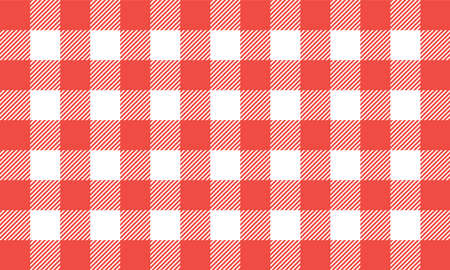 Red white gingham pattern and fabric vintage design flat vector illustration.のイラスト素材
