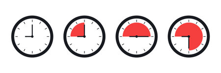 Set of simple clocks and time collection flat vector illustration.