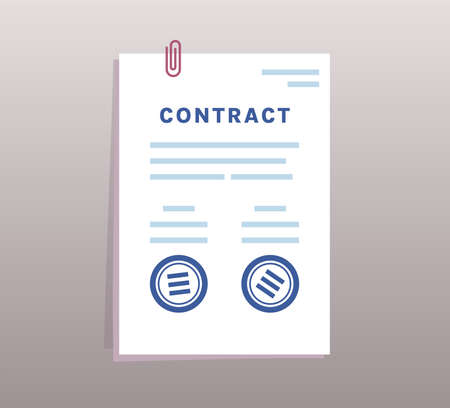 Paper documents business and sign up contract signature agreement flat vector illustrationのイラスト素材