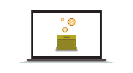Moneybox and investing fund savings, saving coins, donation concept flat vector illustration.のイラスト素材