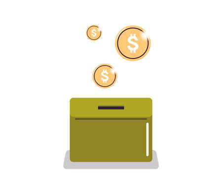 Moneybox and investing fund savings, saving coins, donation concept flat vector illustration.のイラスト素材