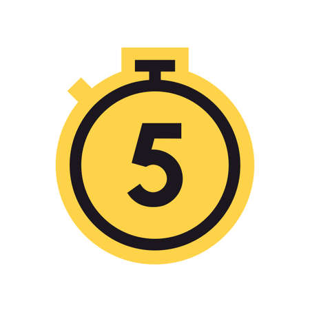 Countdown timer and stopwatch yellow symbol flat vector illustration.のイラスト素材