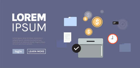 Moneybox and investing fund savings, saving coins, donation concept flat vector illustration.のイラスト素材