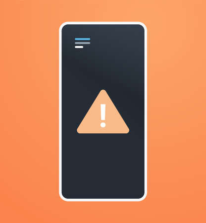Alert symbol on smartphone screen and problem sign concept flat vector illustration.のイラスト素材