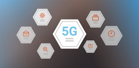 5G internet connection speed futuristic concept and online wireless system connection technology flat vector illustration.のイラスト素材