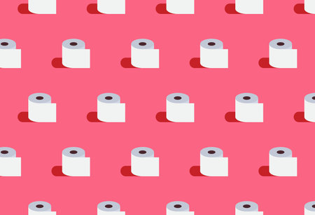 Roll of toilet paper seamless pattern and healthy paper roll concept flat vector illustration.のイラスト素材