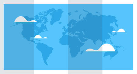 World map and horizontal earth planet travel tourism map concept flat vector illustration.のイラスト素材